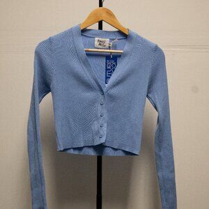 Princess Polly Blue Cropped Ribbed Cardigan